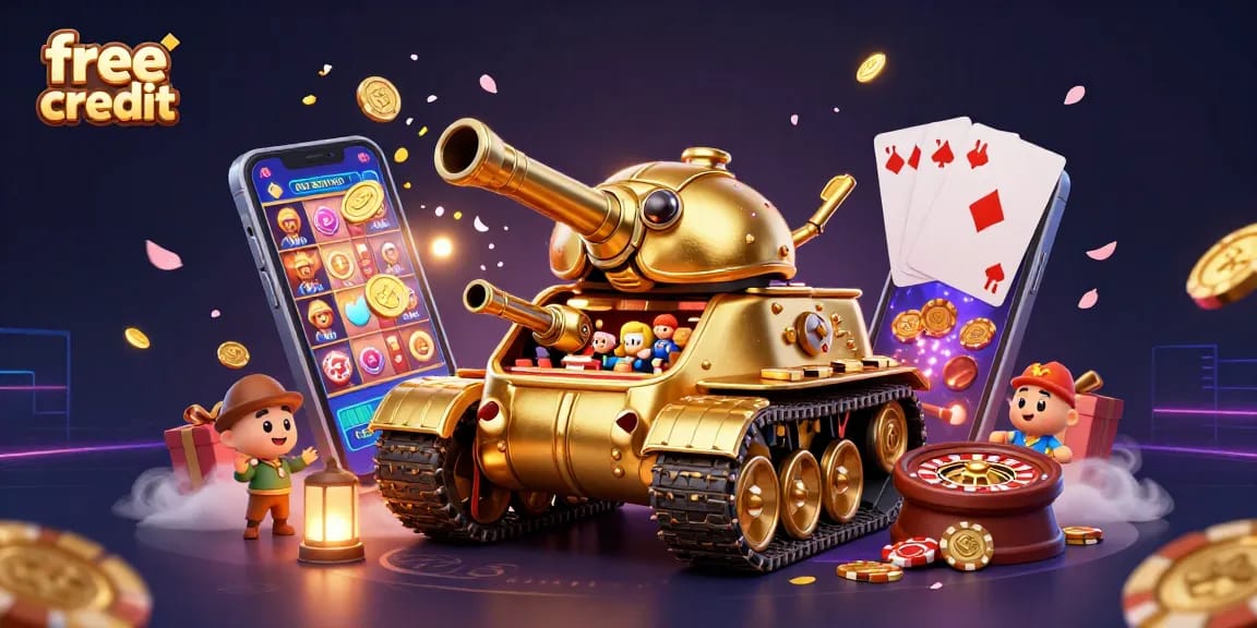 Engage in thrilling slots with free credit bonuses amidst a vibrant casino scene.
