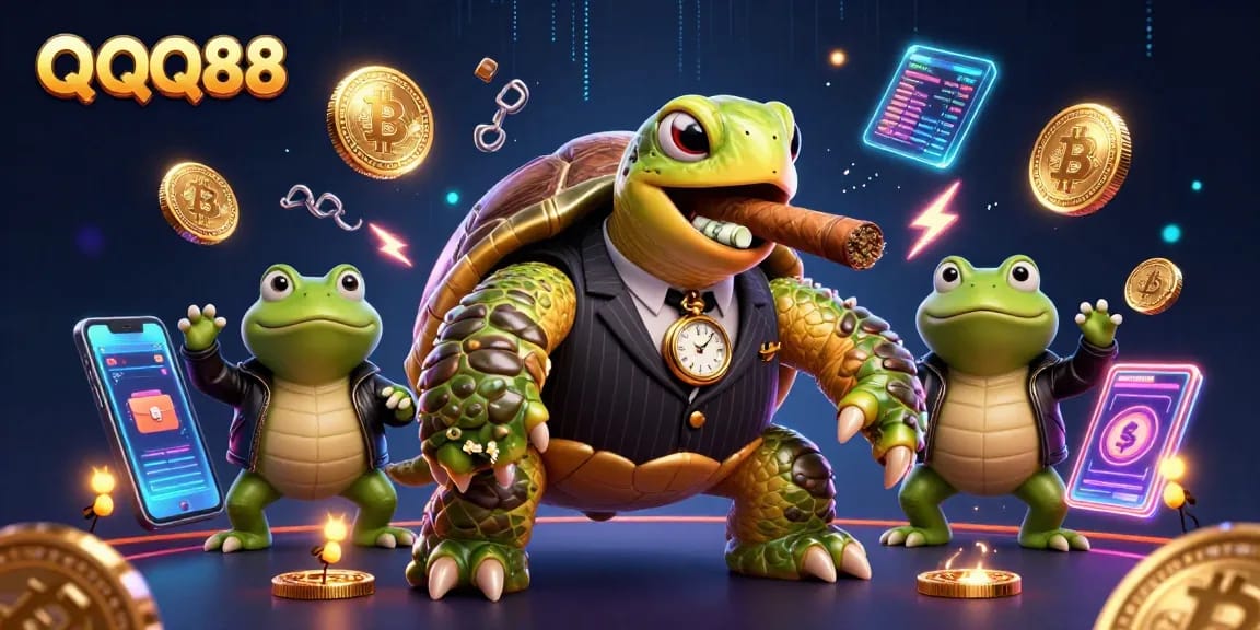Experience the action at QQ88 with vibrant characters and futuristic casino elements in a dynamic scene.