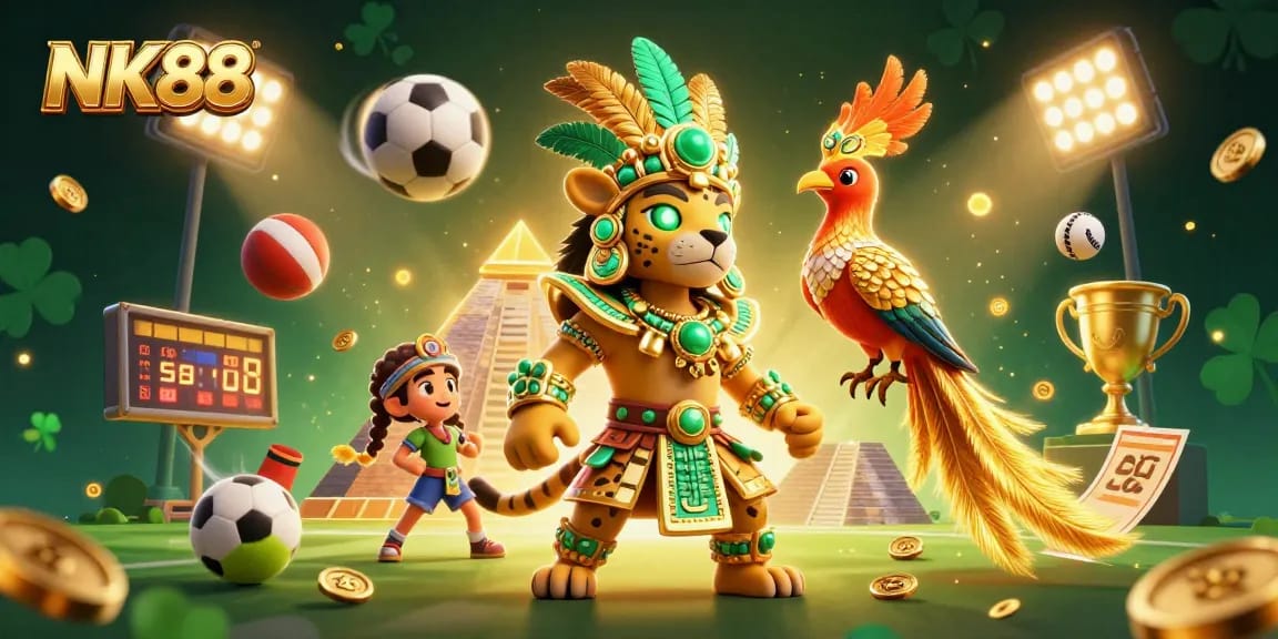 Engage with NK88's vibrant gaming scene filled with dynamic sports elements and captivating characters.