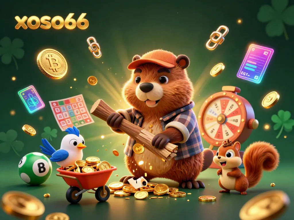 Experience the excitement of lottery games with xoso66, featuring vibrant characters and shining coins.