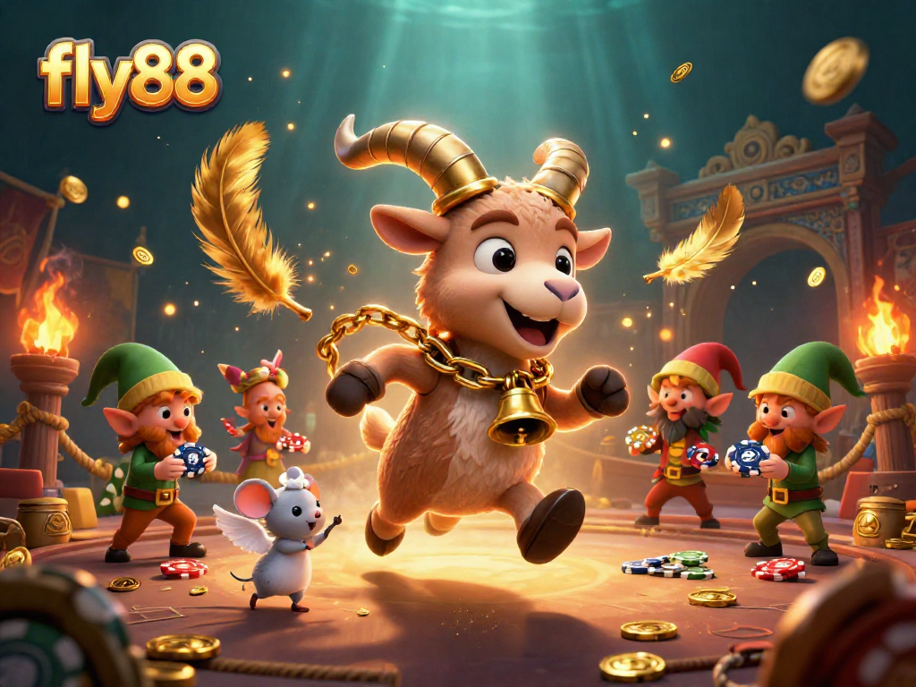 Experience thrilling gameplay at fly88 with cartoon characters in a festive casino adventure!