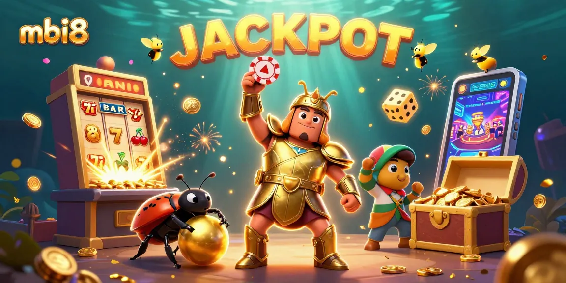 Experience exciting wins at mbi8, featuring hercules beetle hero, jackpot bursts, and rich casino elements.