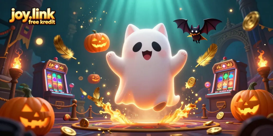 Experience joy.link free kredit in an exhilarating haunted casino scene with animated characters and vibrant gambling elements.