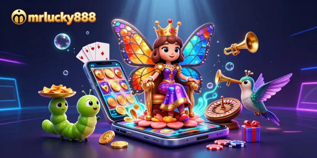 Experience exciting gameplay at mrlucky888 with a vibrant casino-themed illustration.