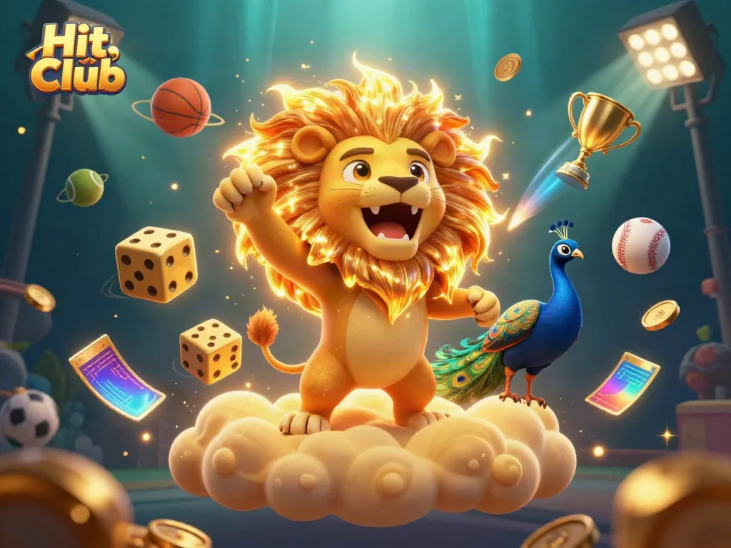 Join the excitement at Hit Club with energetic visuals of casino gaming and vibrant illustrations.
