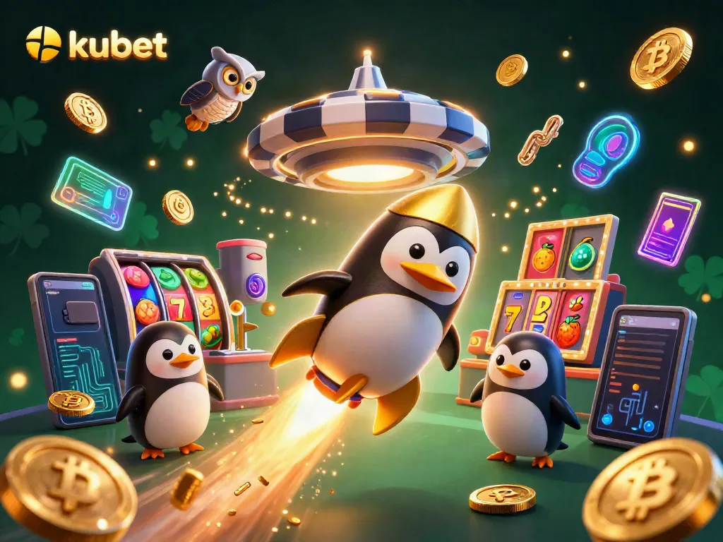 Experience thrilling games with kubet's engaging and colorful 3D cartoon scene representing a vibrant online casino atmosphere.