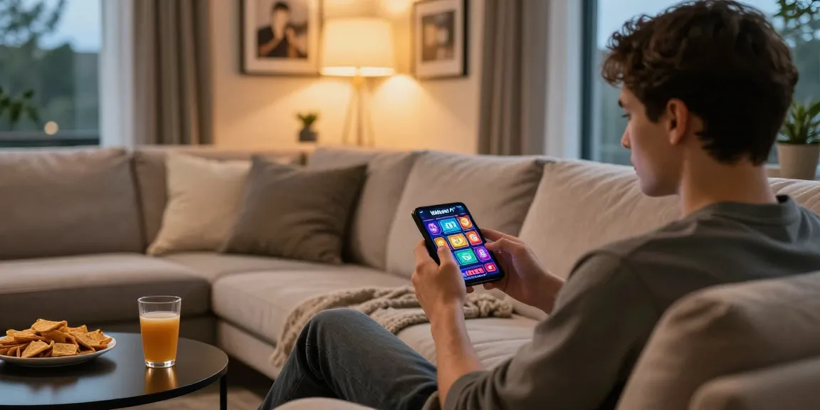 Experience immersive gaming from home with Winbox MY on your smartphone in a cozy setting.